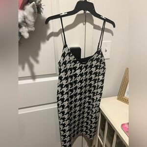 Houndstooth Sequin Mini Dress